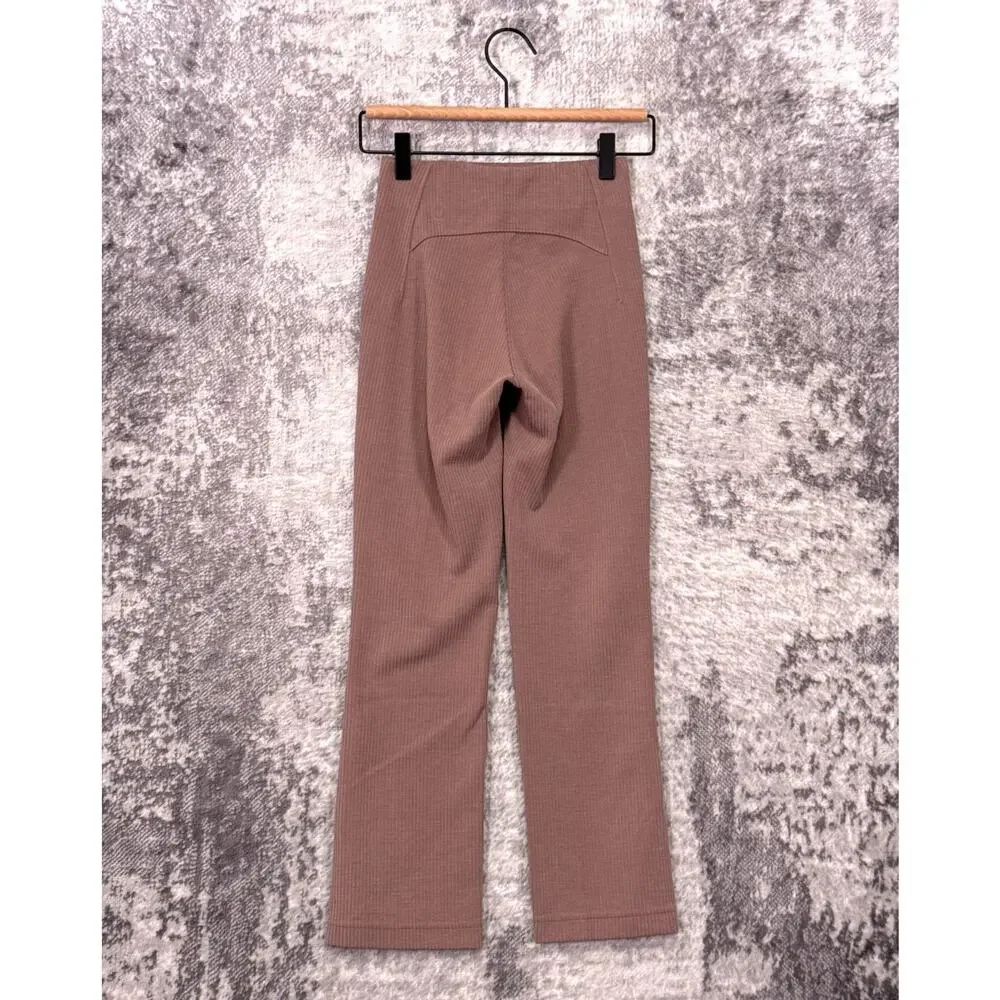 Lululemon Pants 0 Womens Ribbed Softstreme Zip Leg High Rise Cropped Espresso